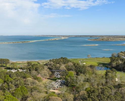 aerial w/ property identified in Farm Neck Golf Club 15 tamarack lane